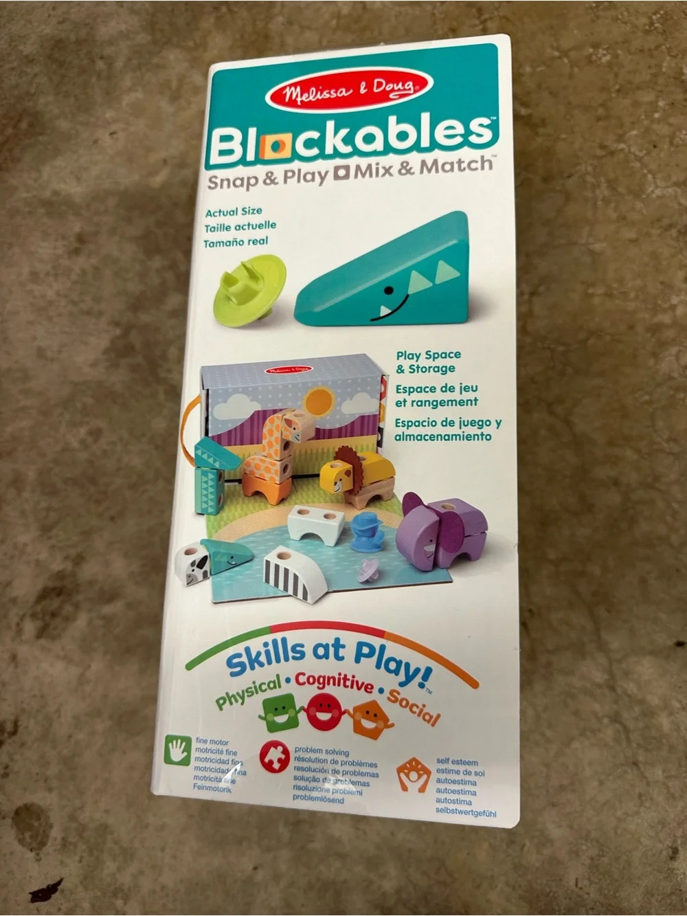 Melissa & Doug Blockables Safari Play Set - Multi Color Wooden Snap & Play